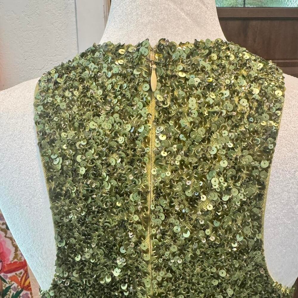Vintage Made in Paris Green Beaded Dress SMALL fairy tinkerbell - Picture 7 of 8